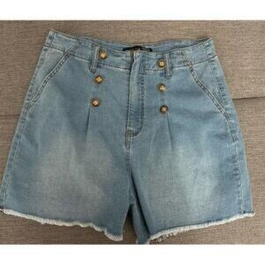 one 5 one high waist denim Bermuda  Stretch LIght Blue Womens Jean Shorts